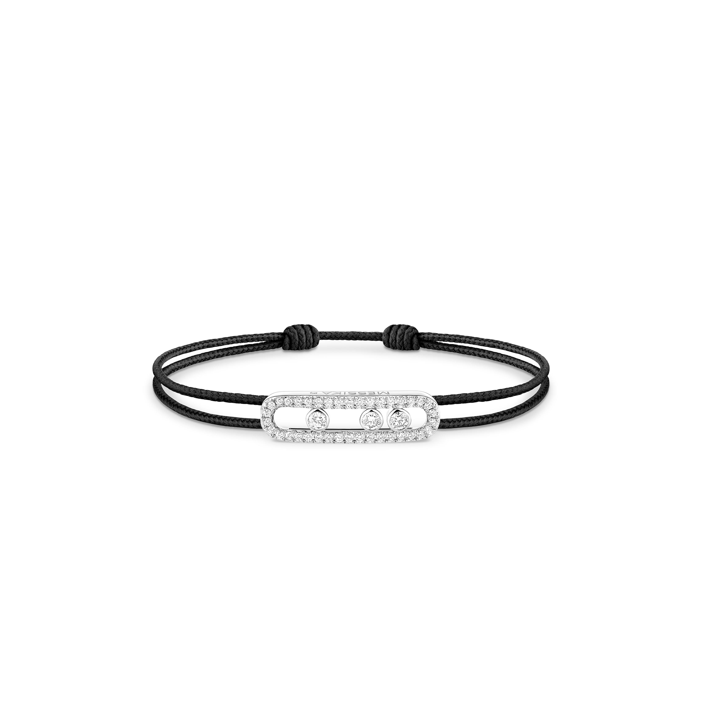 MESSIKA MESSIKA CARE(S) BLACK CORD PAVÉ BRACELET WHITE GOLD DIAMOND BRACELET 14141-WG